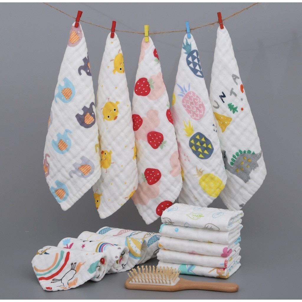 Set 02 Chiếc Khăn Mặt Xô 6 Lớp Rửa Mặt, Khăn lau mặt cho bé yêu