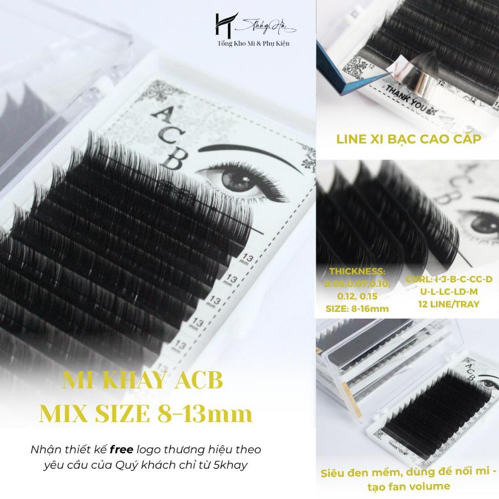 Mi Khay ACB Mix Size Cong I-J-B-C-CC-D-U-L-Li-LJ-LB-LC-LD Nối Mi Volume Classic Lông mi ACB Thúy Hà