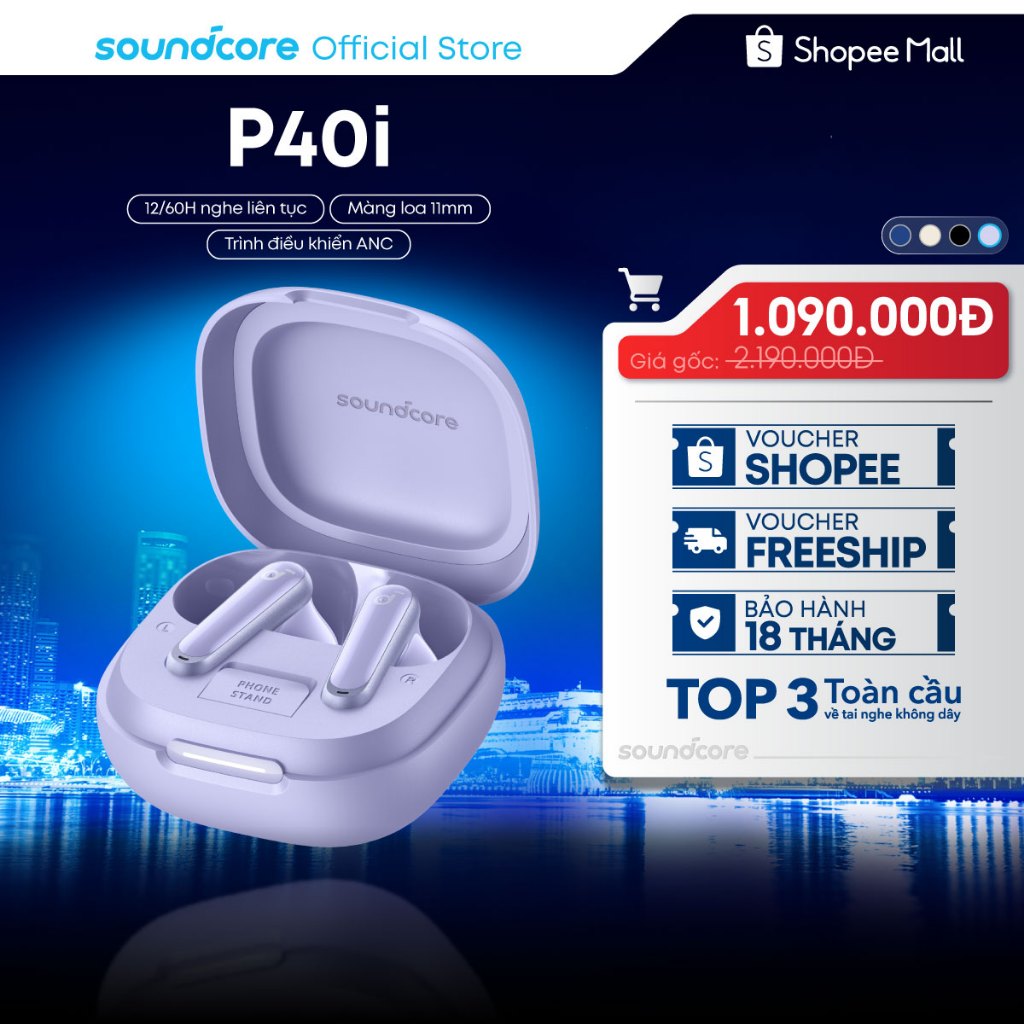 Tai nghe không dây soundcore P40i | Chống ồn chủ động ANC | Pin siêu khủng | Đàm thoại vượt trội | T