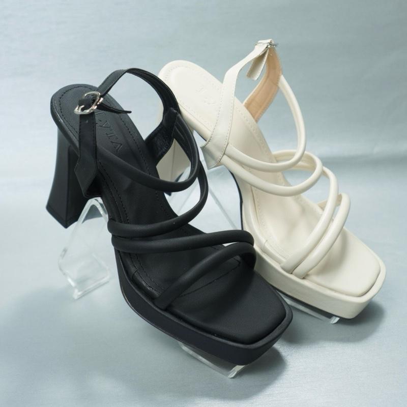 CAO GÓT NỮ 10p - ĐẾ VUÔNG ĐÚP - Da PU Quai tròn mảnh êm chân bền - đi tiệc hàng ngày