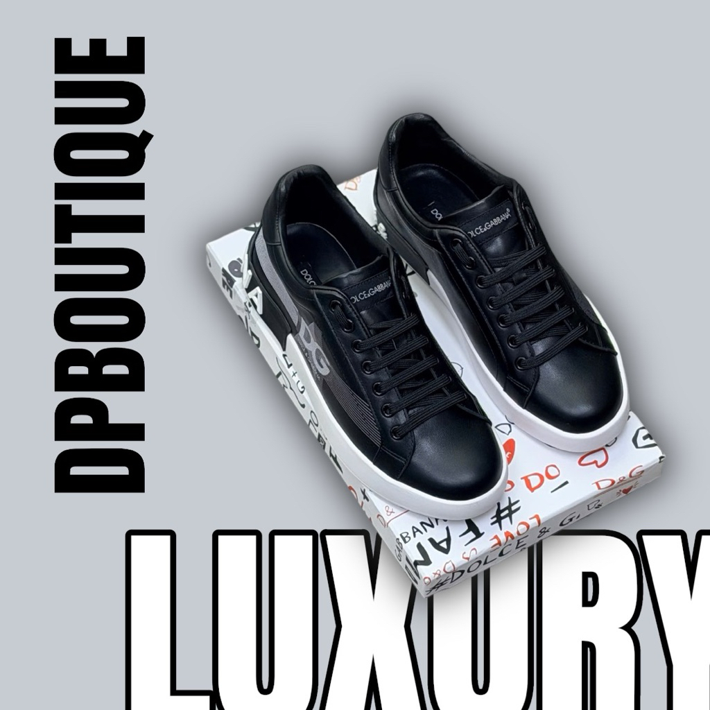[ DPBoutique.hn 2 ] - Giày Sneaker Đen Hoạ Tiết Vạch Chữ Cao Cấp - [ Full Box ]