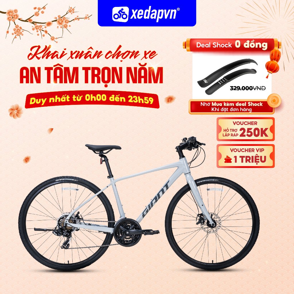 Xe Đạp Đường Phố GIANT Escape 2 & 2 Disc - 2024/2025 – Bánh 700C, 21 Tốc Độ, Phù Hợp Người Cao 1m60–