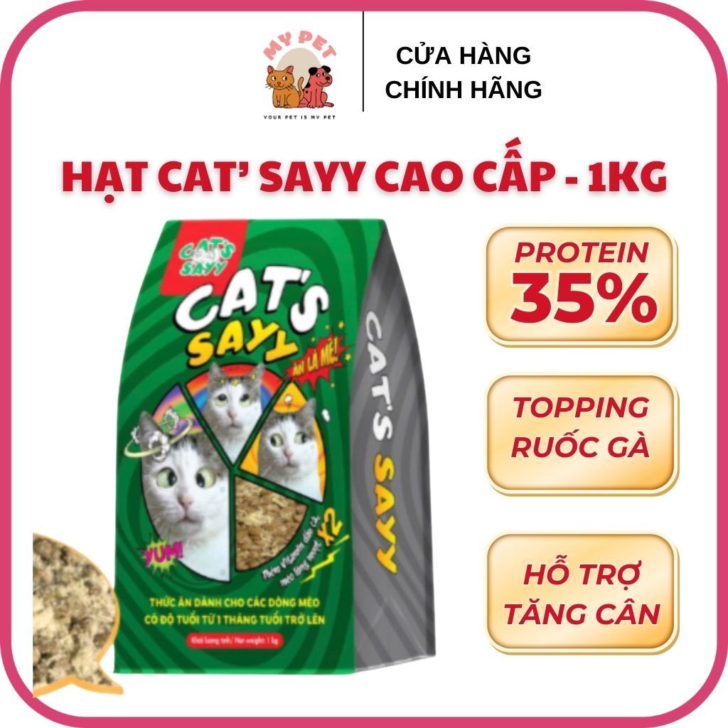 Hạt cao cấp CAT'S SAYY - Siêu Topping Ruốc Gà, Tăng cân, Hỗ trợ làm mượt lông mọi lứa tuổi túi 1kg