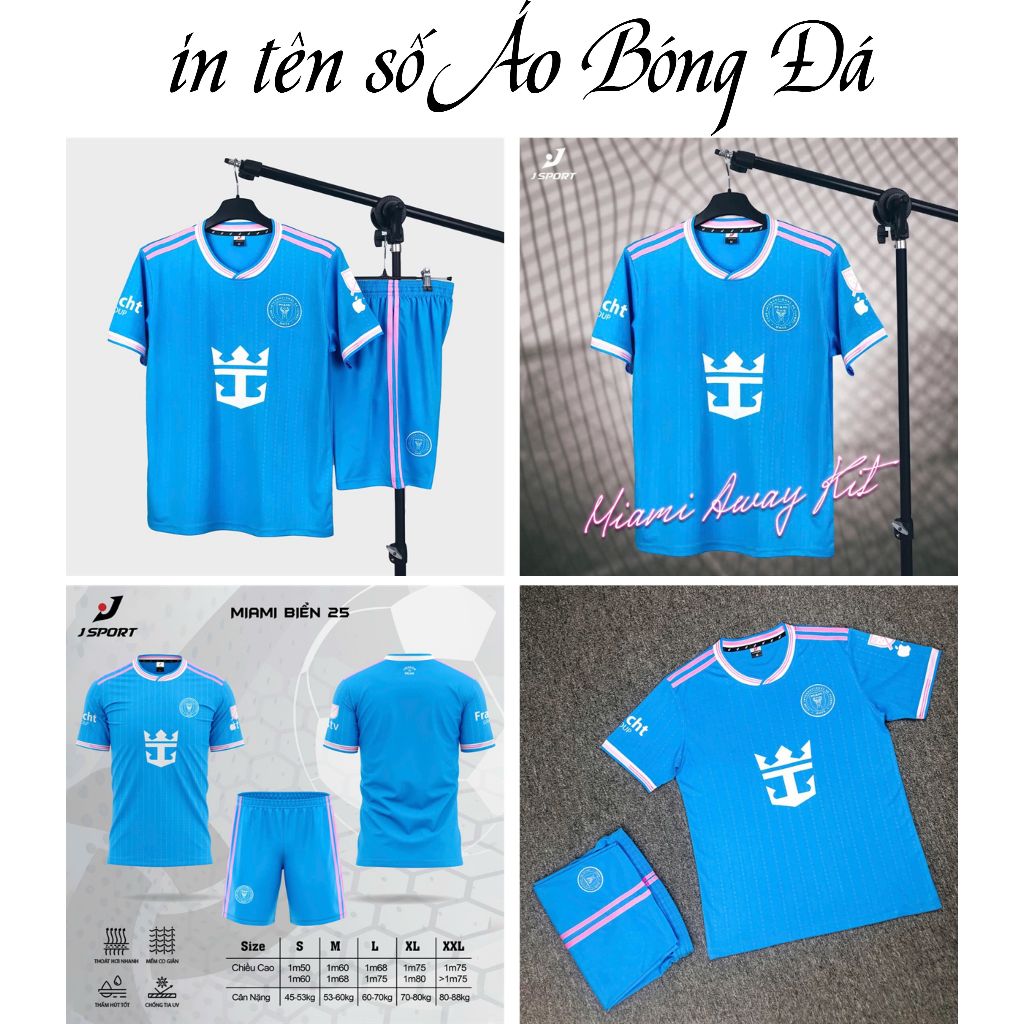 in tên số bộ áo bóng đá CLB Inter Miami vải thun lạnh