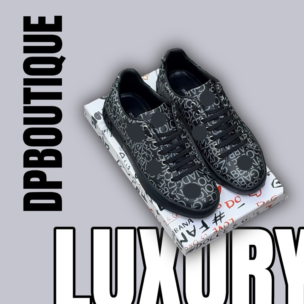 [ DPBoutique.hn 2 ] - Giày Sneaker Đen Hoạ Tiết Chữ Cao Cấp - [ Full Box ]