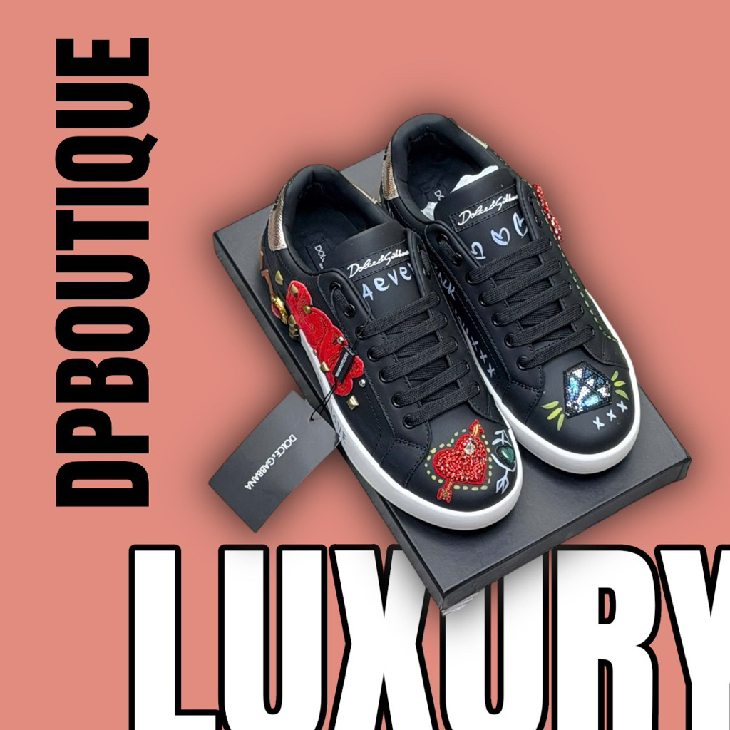 [ DPBoutique.hn 2 ] - Giày Sneaker Đen Hoạ Tiết Thêu Đỏ Xanh Nổi Bật - [ Full Box ]