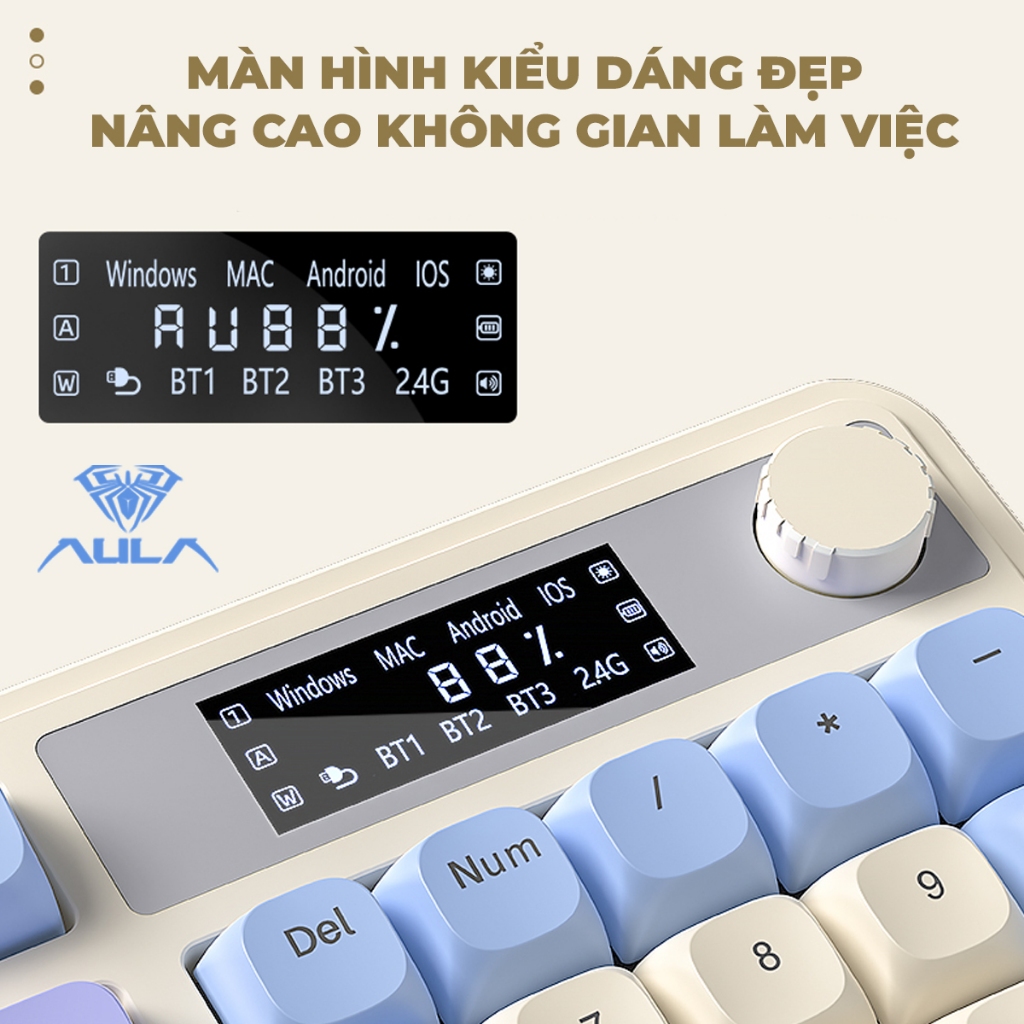 Bàn phím giả cơ 3 mode kết nối AULA S99 PRO gõ tiếng êm phù hợp văn phòng, màn hình tùy chỉnh, LED rainbow | BigBuy360 - bigbuy360.vn