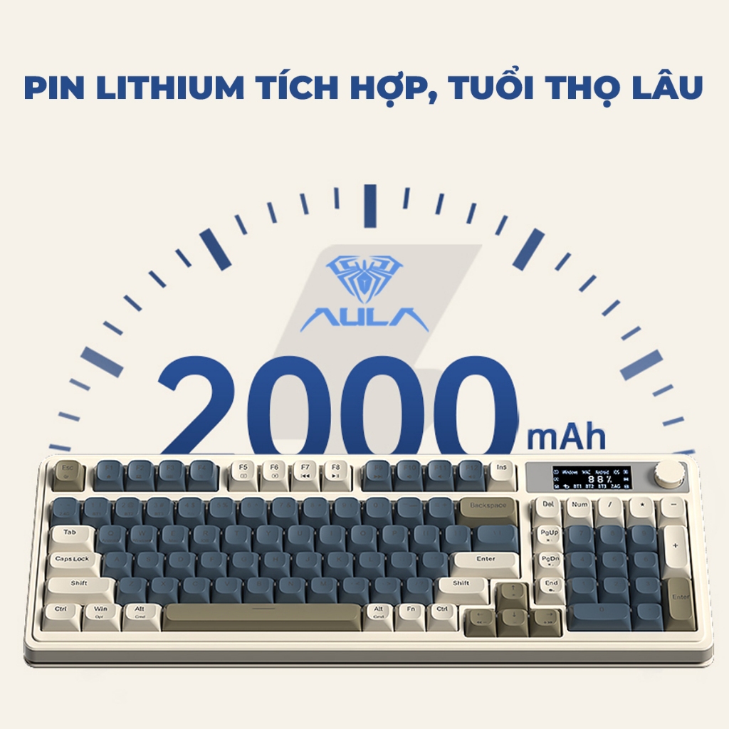 Bàn phím giả cơ 3 mode kết nối AULA S99 PRO gõ tiếng êm phù hợp văn phòng, màn hình tùy chỉnh, LED rainbow | BigBuy360 - bigbuy360.vn