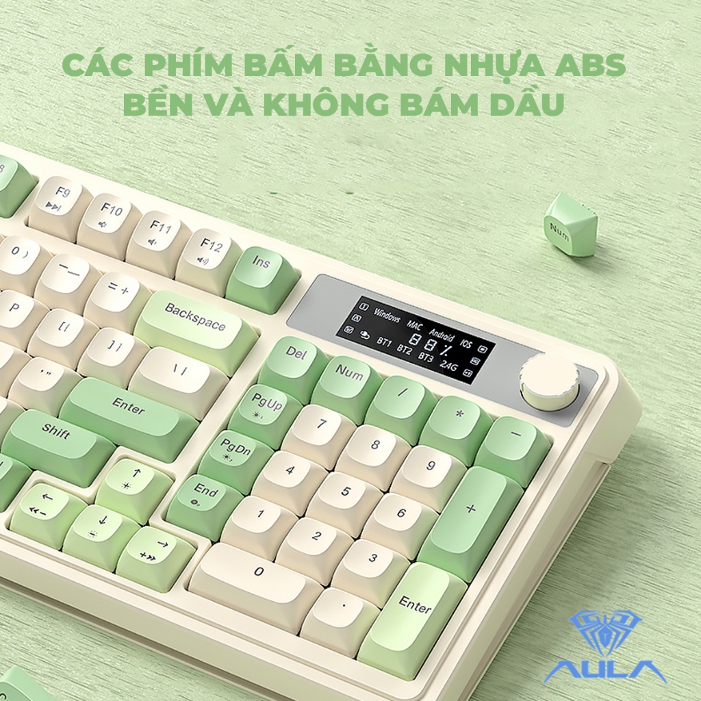 Bàn phím giả cơ 3 mode kết nối AULA S99 PRO gõ tiếng êm phù hợp văn phòng, màn hình tùy chỉnh, LED rainbow | BigBuy360 - bigbuy360.vn