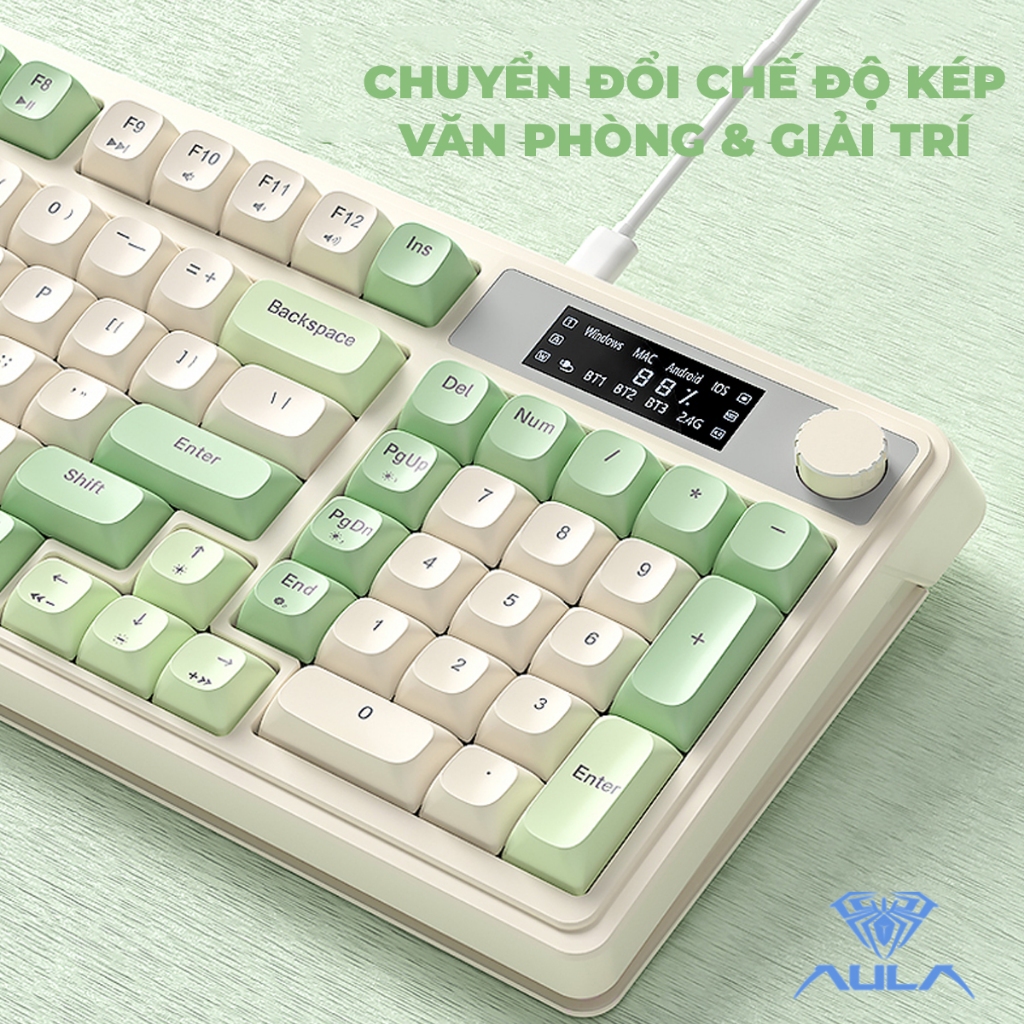 Bàn phím giả cơ 3 mode kết nối AULA S99 PRO gõ tiếng êm phù hợp văn phòng, màn hình tùy chỉnh, LED rainbow | BigBuy360 - bigbuy360.vn