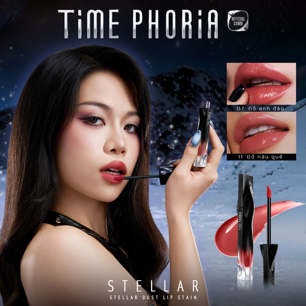 TIMEPHORIA Son tint lì lâu trôi STELLAR DUST LIP STAIN bóng mượt, bền màu không lem không dính cốc 5ML