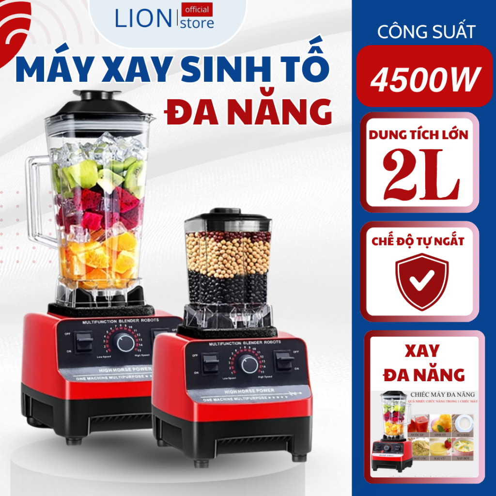[𝐠𝐢𝐚𝐝𝐮𝐧𝐠𝐋𝐈𝐎𝐍] Máy Xay Sinh Tố Đa Năng KAW SILVER CREST SC-1589 Máy Xay Công Nghiệp 2 Cối Xay Công Suất 4500W