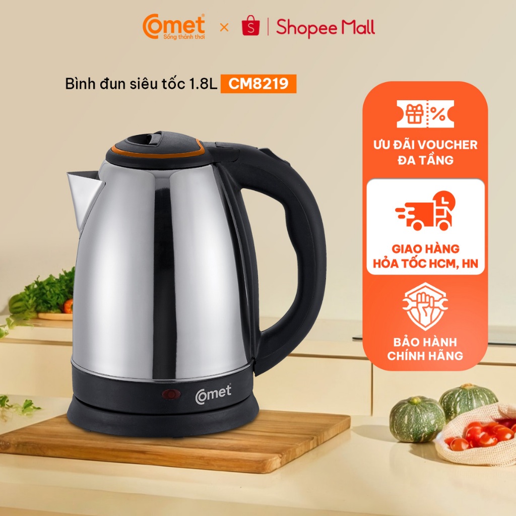 [Hỏa tốc HCM, HN] Bình đun siêu tốc 1.8L COMET - CM8219