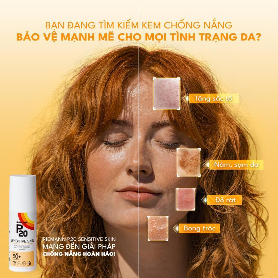 Kem chống nắng Riemann P20 phổ rộng Sensitive Skin SPF 50+ PA ++++ 20ml dành cho mọi loại da