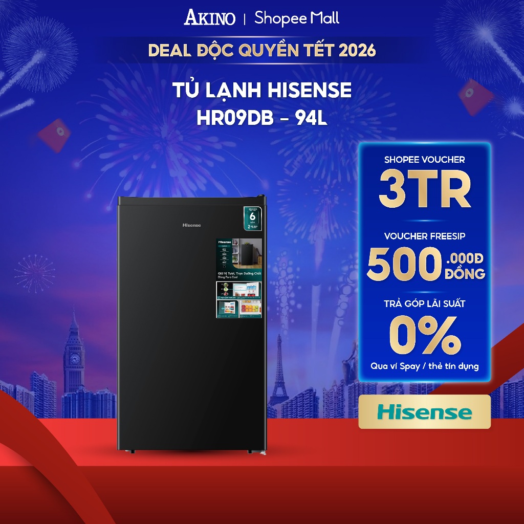 Tủ lạnh Hisense 94 lít HR09DB - Hàng Chính Hãng