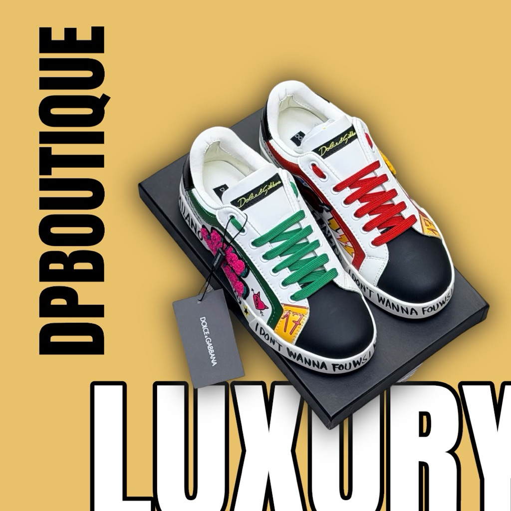 [ DPBoutique.hn 2 ] - Giày Sneaker Trắng Mũi Đen Hoạ Tình Màu Sắc Nổi Bật - [ Full Box ]