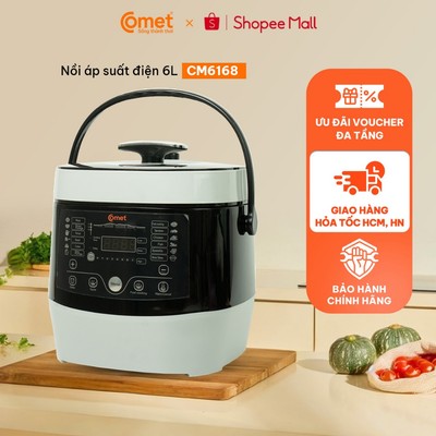[KHO HCM, HN] Nồi áp suất điện tử 6Lít COMET 12 chức năng, Van an toàn, Ngắt khi quá nhiệt-CM6168