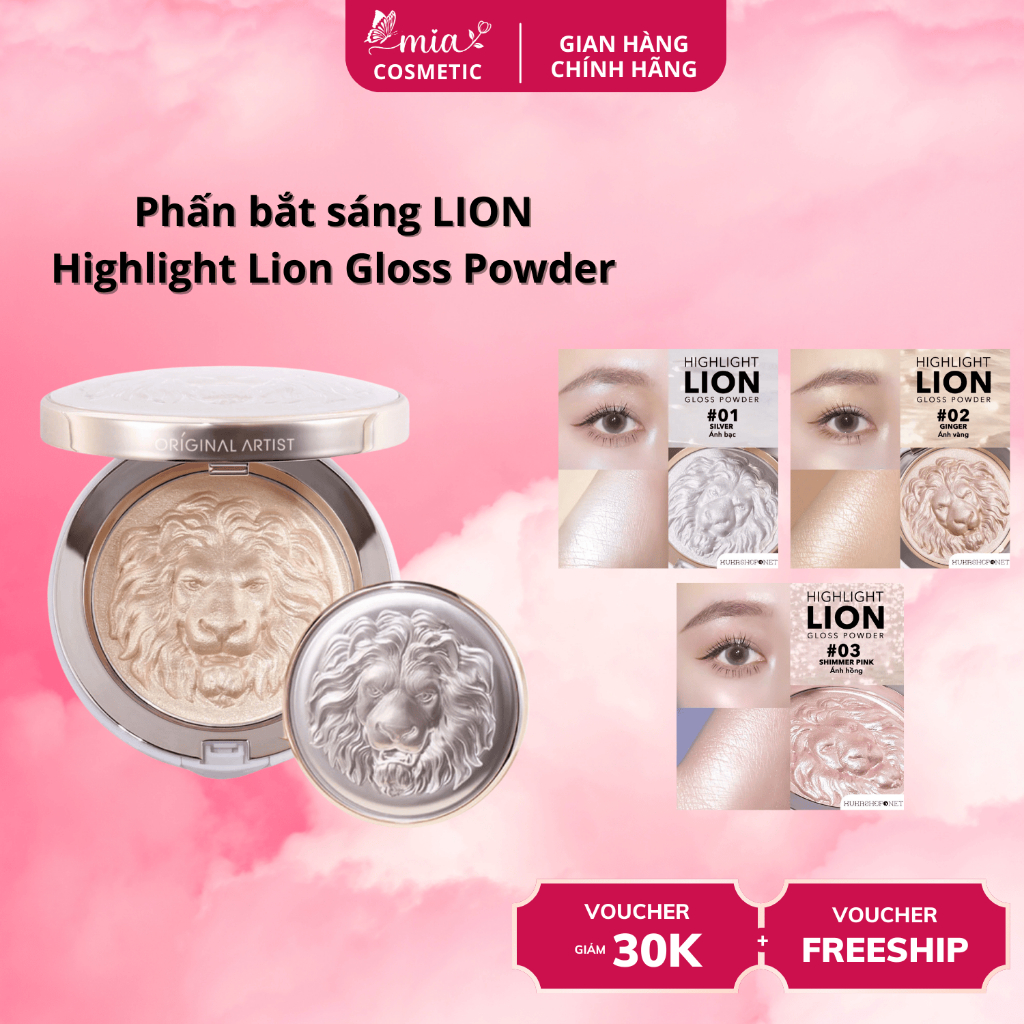 Phấn bắt sáng Lion Highlight, nhũ mịn, sang chảnh, Highlight trang điểm lâu trôi - Mia Cosmetic