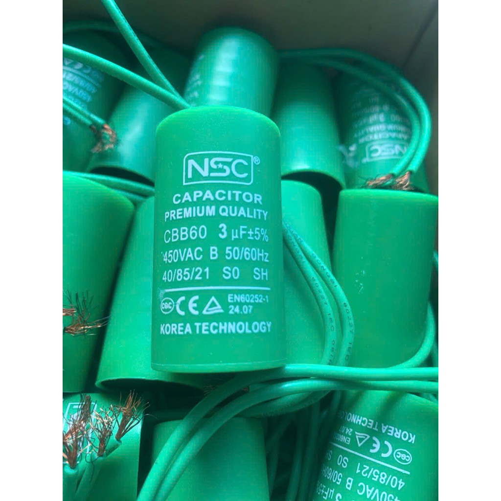 combo 2tụ quạt Trần 3uf,tụ nsc chính hãng,tụ màu xanh lá