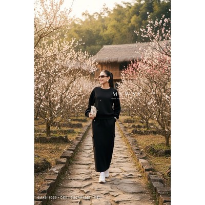 Set Áo Váy Dạ Nữ Thu Đông MY WAY Dáng Bo Gấu Trơn Basic Cao Cấp 6MAB16325 6MCAB1265