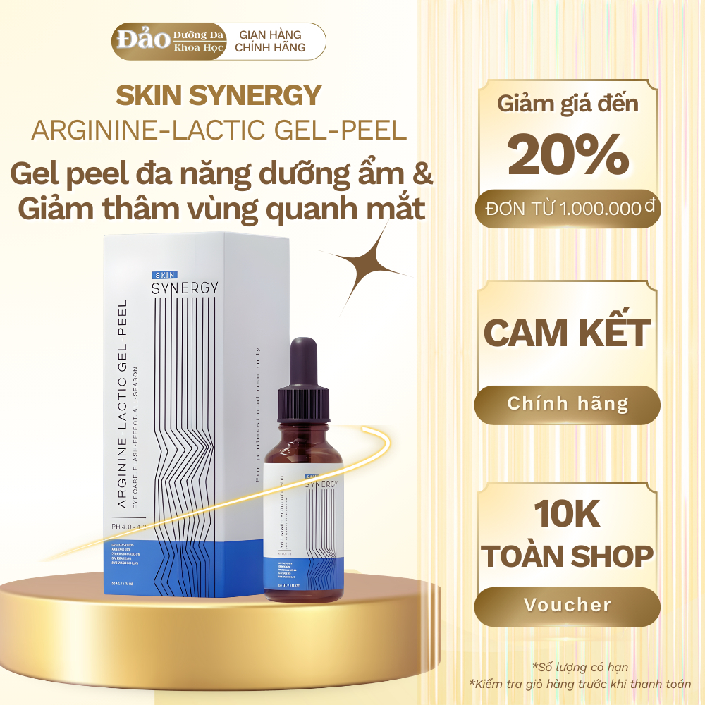 Gel peel Skin Synergy Arginine-Lactic dưỡng ẩm,giảm nám nhẹ vùng quanh mắt và chăm sóc vùng kín 30ml