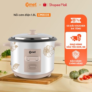[Hỏa tốc HCM] Nồi Cơm Điện nắp rời 1,8L COMET CM8035 700W, lòng chống dính, cho 4-6 người ăn - CM8035