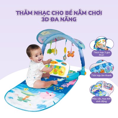 Thảm nhạc cho bé nằm chơi 3D đa năng có đàn nhạc Winfun 3 giai đoạn, phát triển đa giác quan