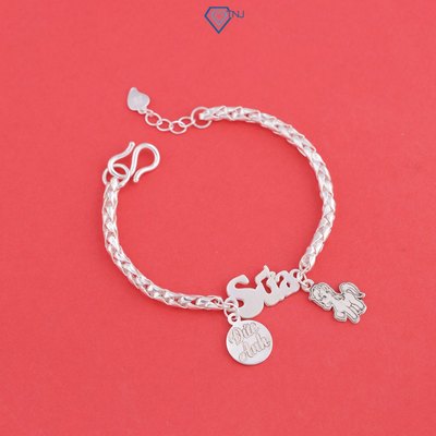 Lắc tay bạc cho bé vảy rồng charm hình ngựa khắc tên theo yêu cầu LTT0209 - Trang Sức TNJ