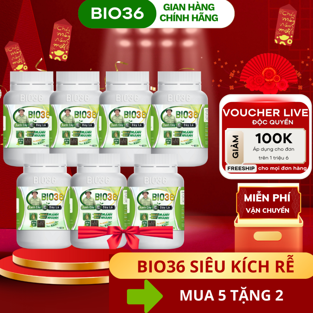 Combo 5 TẶNG 2 Hũ Kích Rễ Bio36 Bung Rễ Mạnh Đi Đọt Nhanh, Phục Hồi Cây Trồng, Hũ 500g