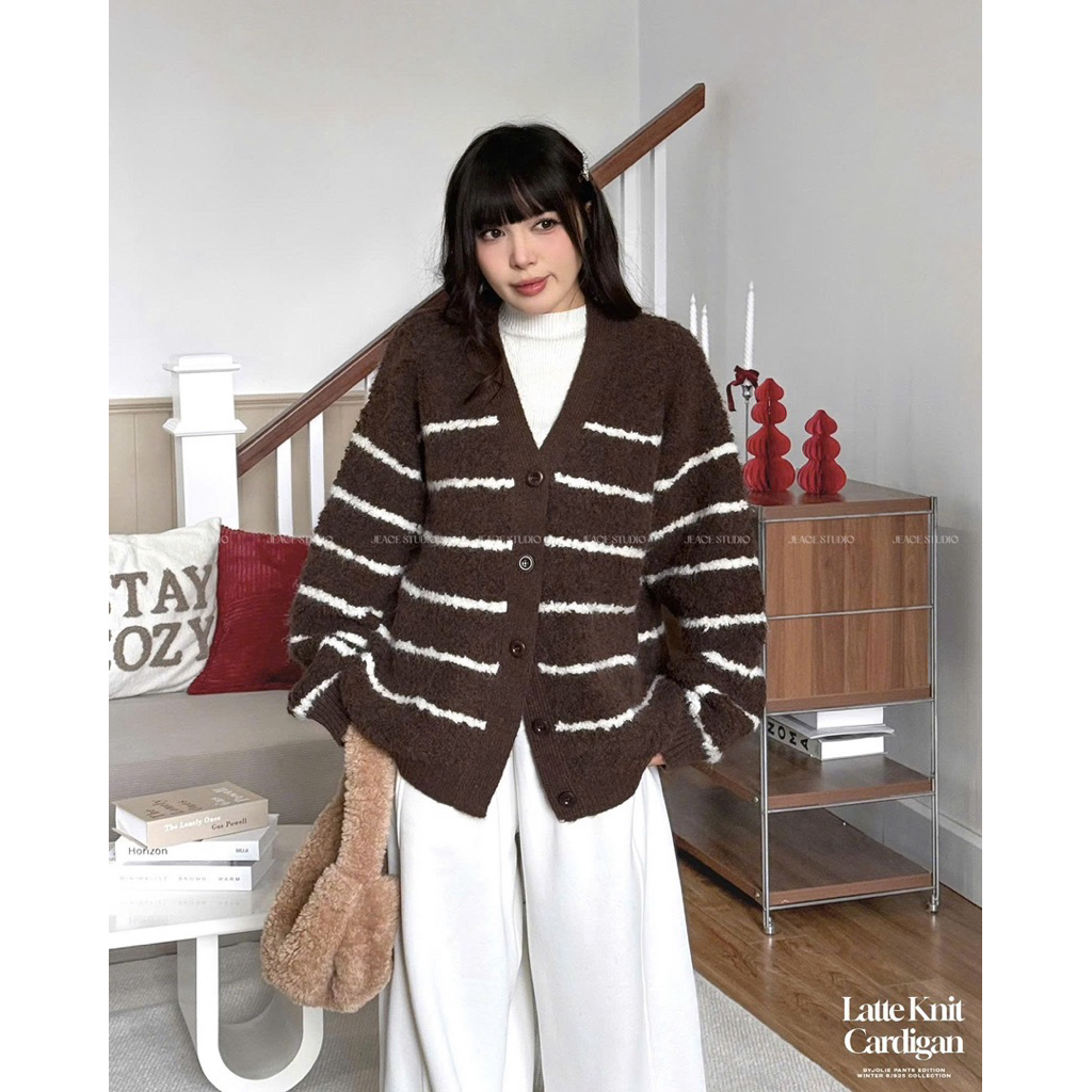 Áo khoác cardigan len lông xù Latte Knit By Jolie Jeace studio