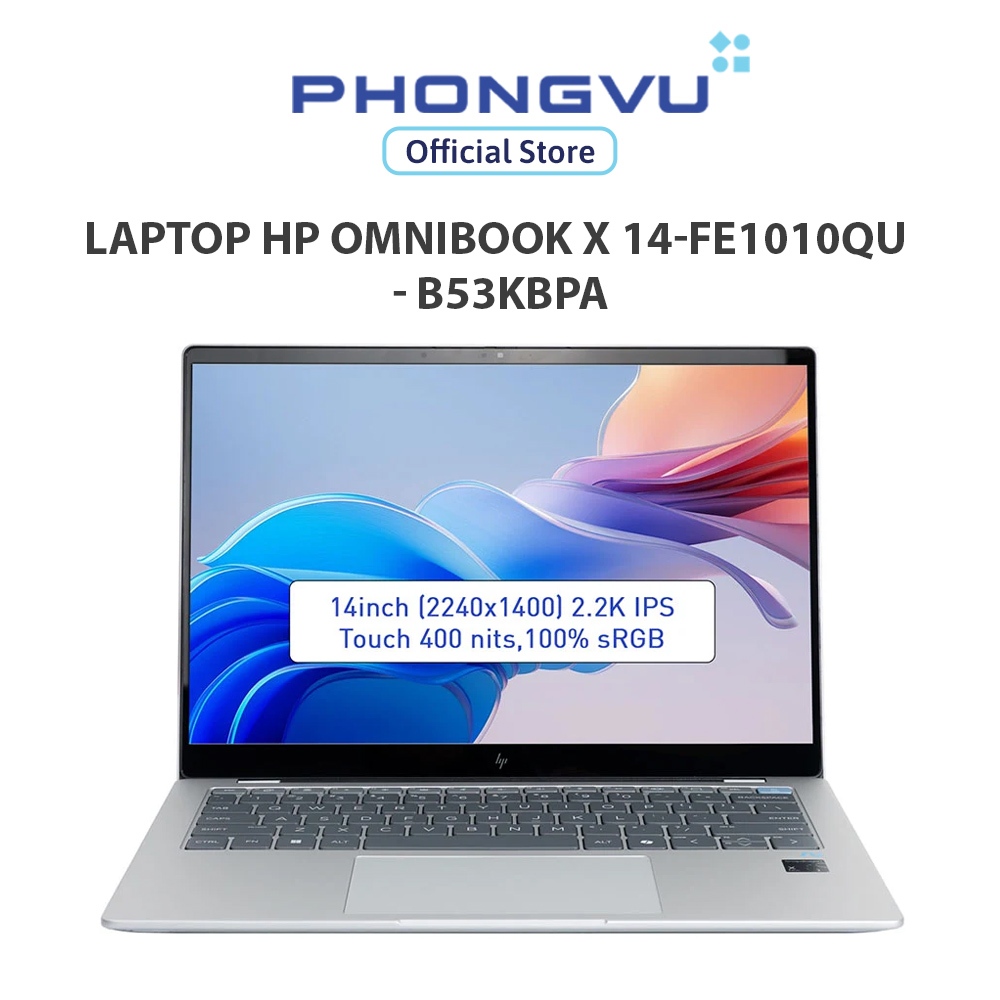Laptop HP OmniBook X 14-fe1010QU - B53KBPA (Snapdragon X1P 42 100/ 16GB/ 512GB/ Windows 11 + Office)
