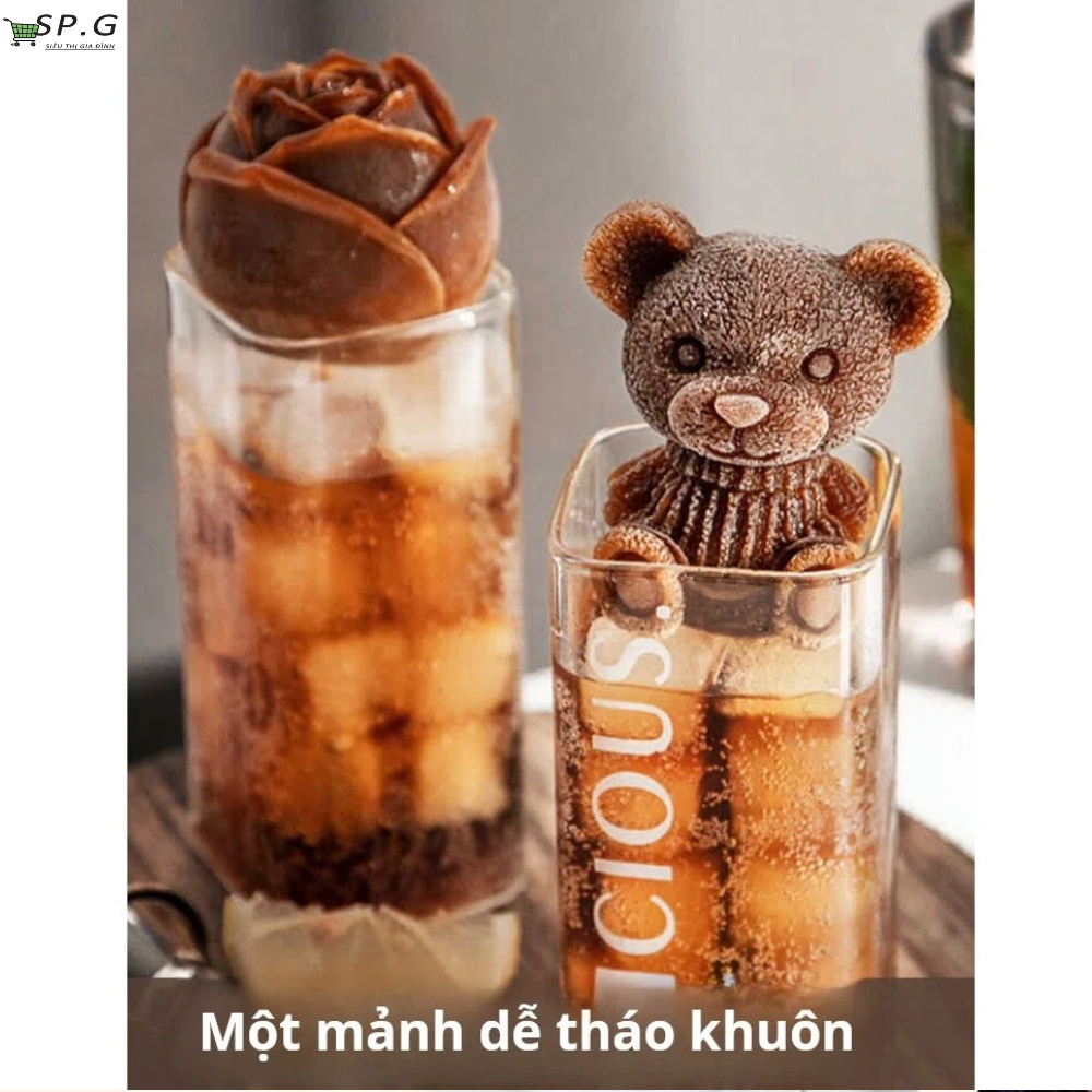 Lưới Red Cub Ice Cub Khuôn Silicone Ice Bear Trang chủ Creative Ice Create Ice Create Chocolate Cà p