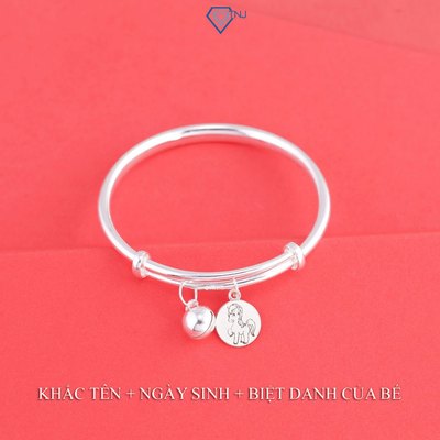 Lắc bạc cho bé hình ngựa khắc tên theo yêu cầu gắn chuông đáng yêu LTT0210 - Trang Sức TNJ