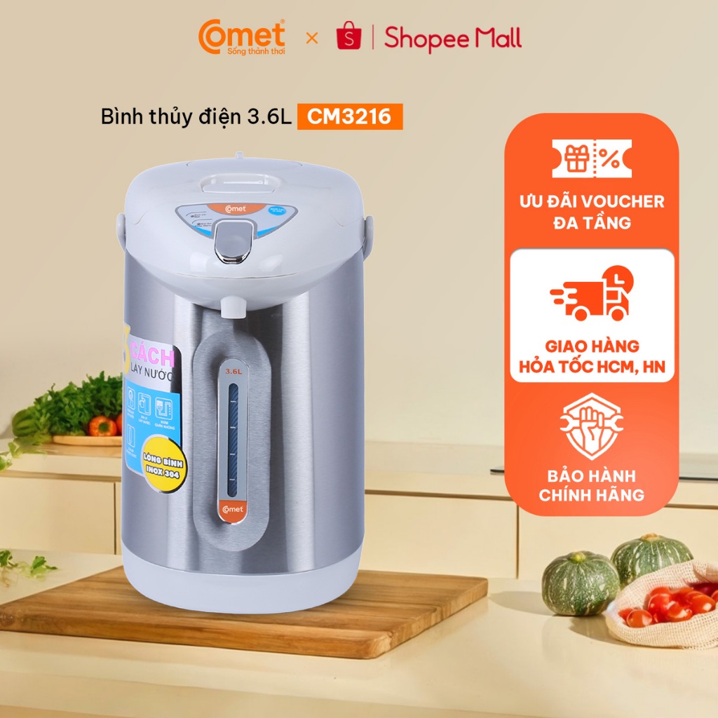 [Hỏa tốc HCM, HN ] Bình thủy điện dung tích 3.6L COMET - CM3216