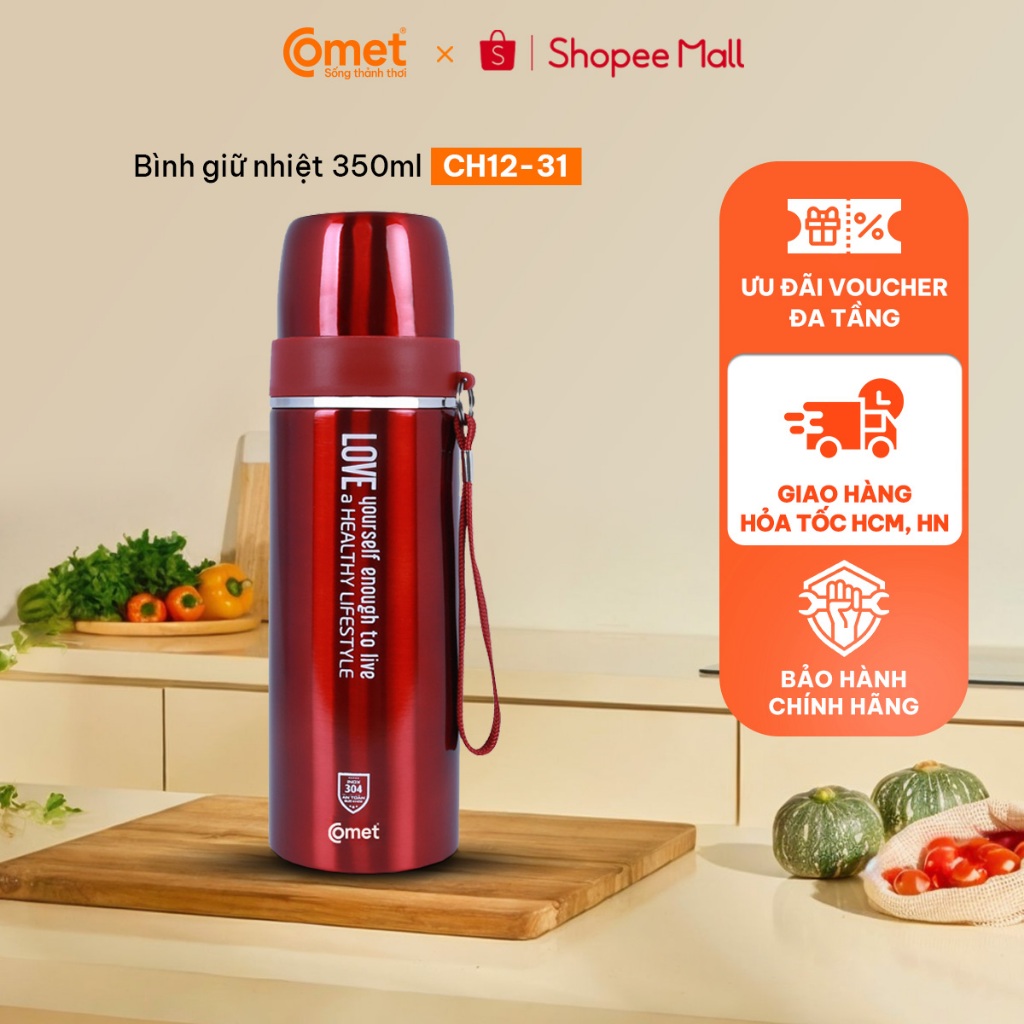 Bình giữ nhiệt màu đỏ COMET 500ml - CH12-75R
