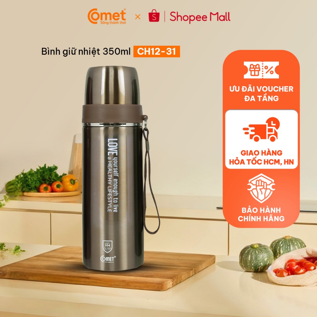 Bình giữ nhiệt COMET 350ml inox 304 cao cấp giữ nhiệt 6 - 8 tiếng - CH12-31