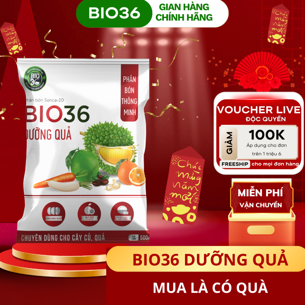 BIO36 Siêu Dưỡng Quả Hỗ Trợ Làm Ngọt, Chống Sượng, Dày Cơm, Chống Rụng Nứt Quả