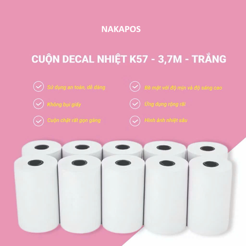 [COMBO 20 CUỘN] Giấy in bill K57x30 giấy in hóa đơn giấy in nhiệt dành cho máy Mini Printer con mèo 