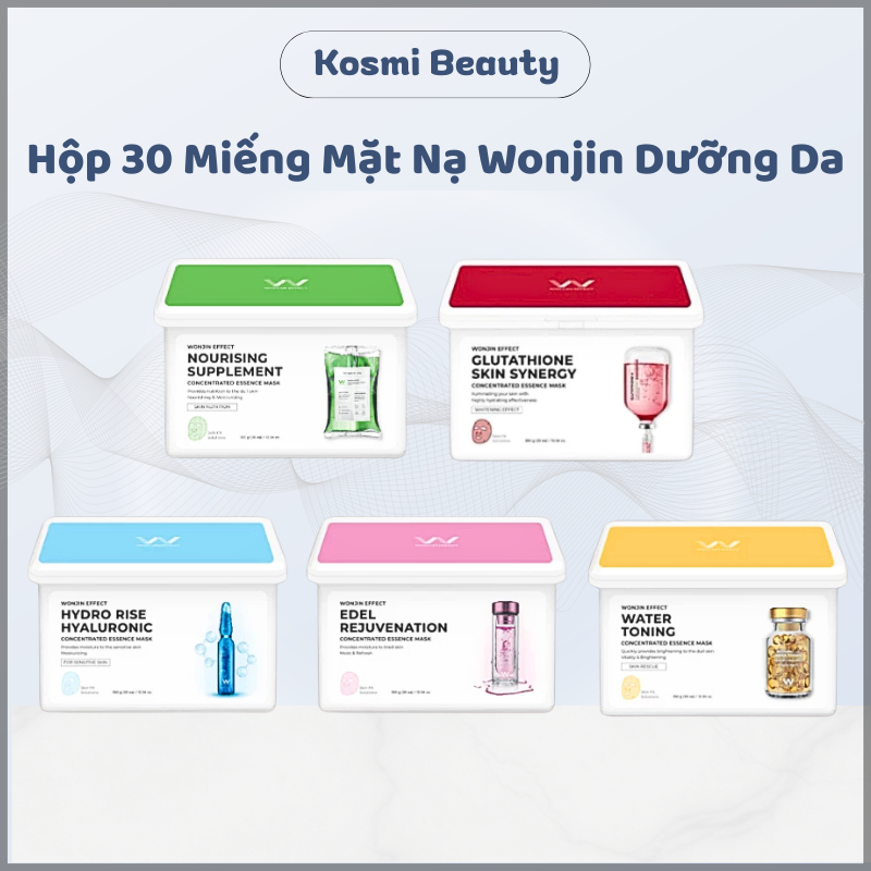 Hộp 30 miếng mặt nạ Wonjin mặt nạ Wonjin Effect Essence Mask dưỡng da - Kosmi Beauty