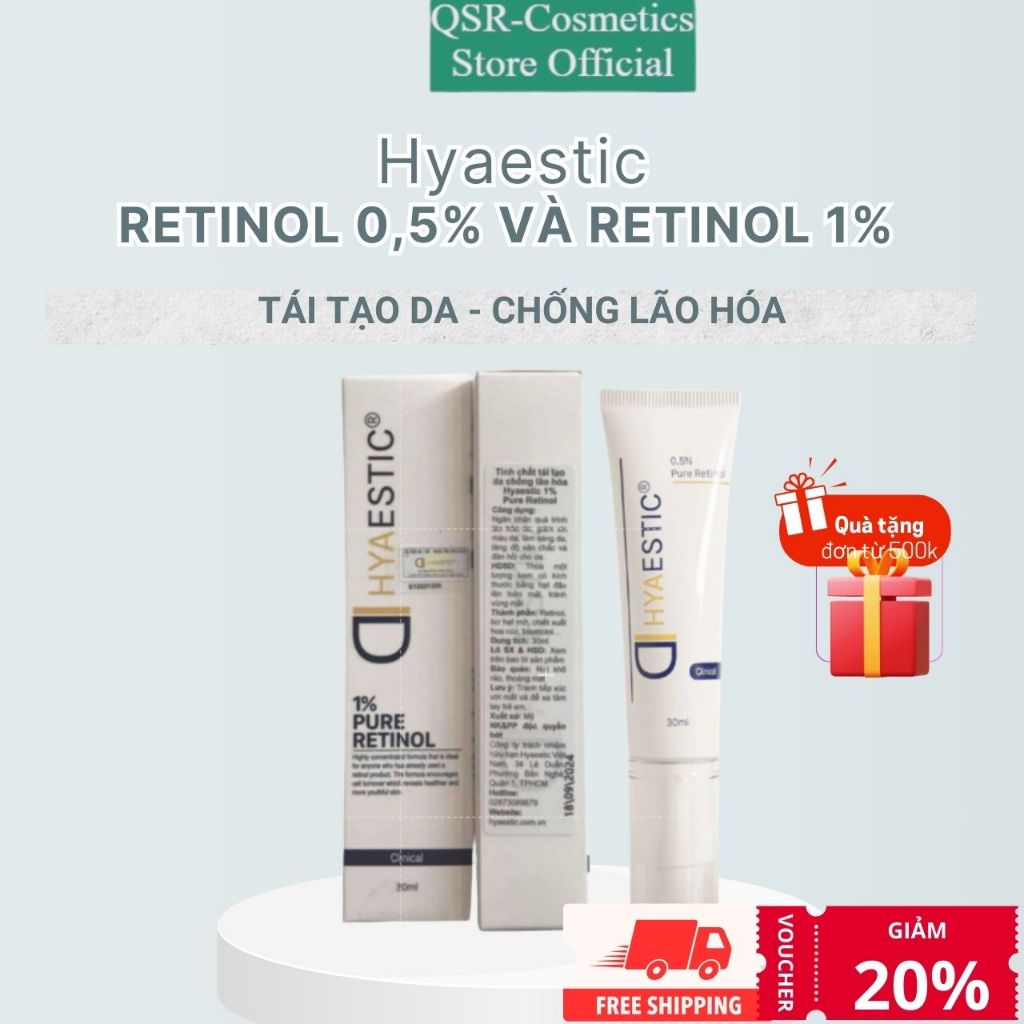 (Chính Hãng) Tinh chất tái tạo da chống lão hóa Retinol 0,5% và Retinol 1% Hyaestic 30ml