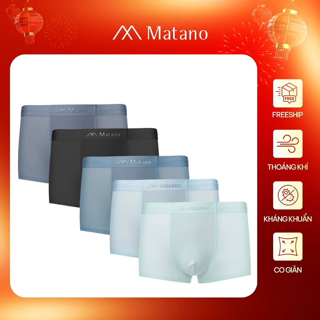 [COMBO 5] Quần lót boxer nam lụa băng cao cấp MATANO QL065 mặc mát, co giãn, không lộ viền, thoải má