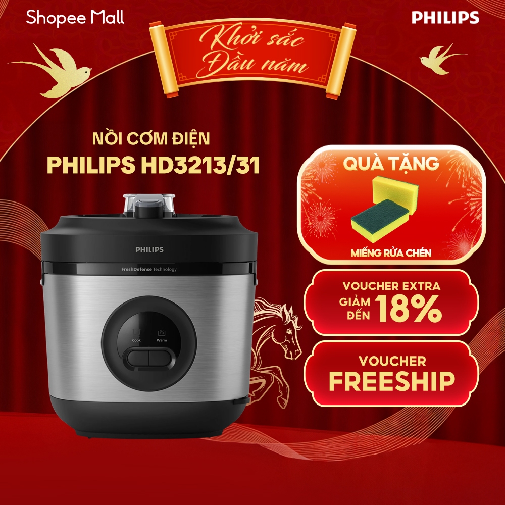 Nồi Cơm Điện Philips HD3213/31 1.8L Lòng Niêu 5 Lớp Nhiệt 3D-600W