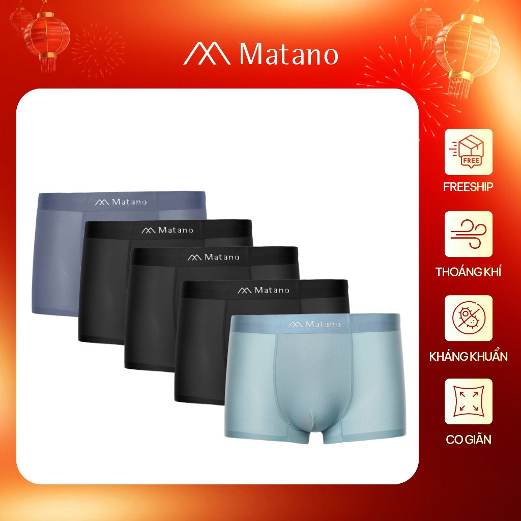 [COMBO 5] Quần Lót Boxer Nam Lụa Băng Thông Hơi MATANO QL066 Chất liệu mịn cao cấp, siêu nhẹ, không 