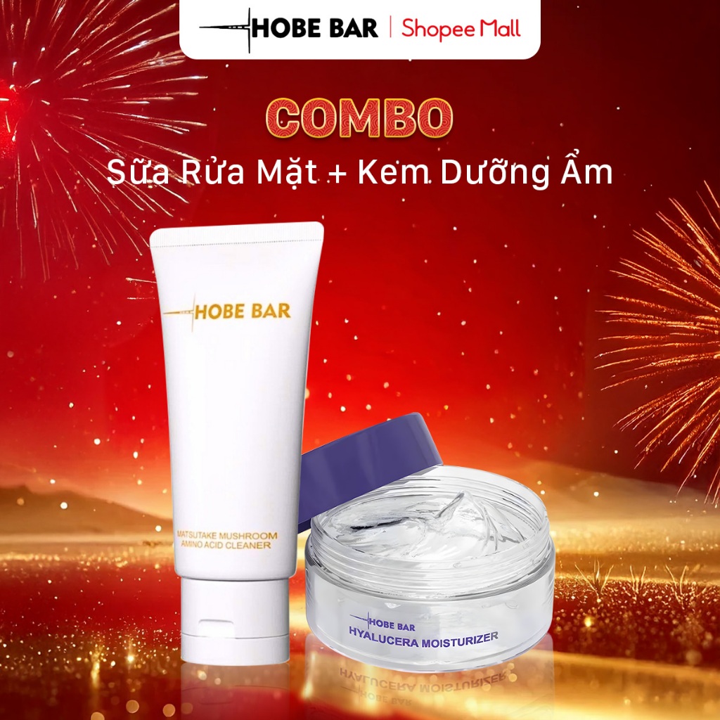 Combo Sữa Rửa Mặt + Kem Dưỡng Ẩm Dưỡng Sáng Da HOBEBAR Kiểm Soát Dầu Và Da Nhạy Cảm Nâng Tone