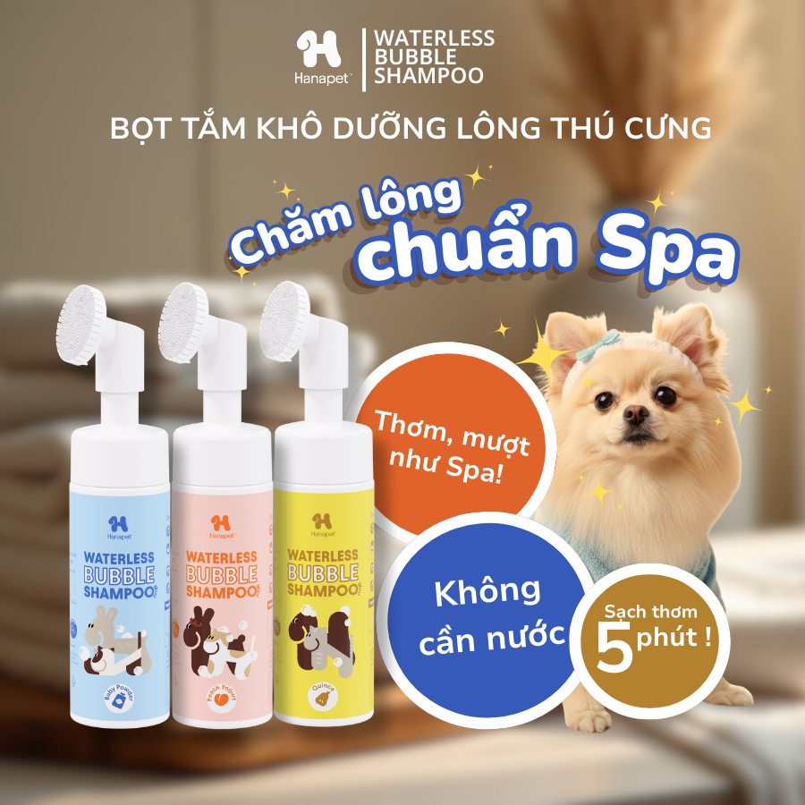 Sữa tắm khô cho chó mèo WBS Mượt Lông Khử Mùi 130ml - Hana Pet Việt Nam