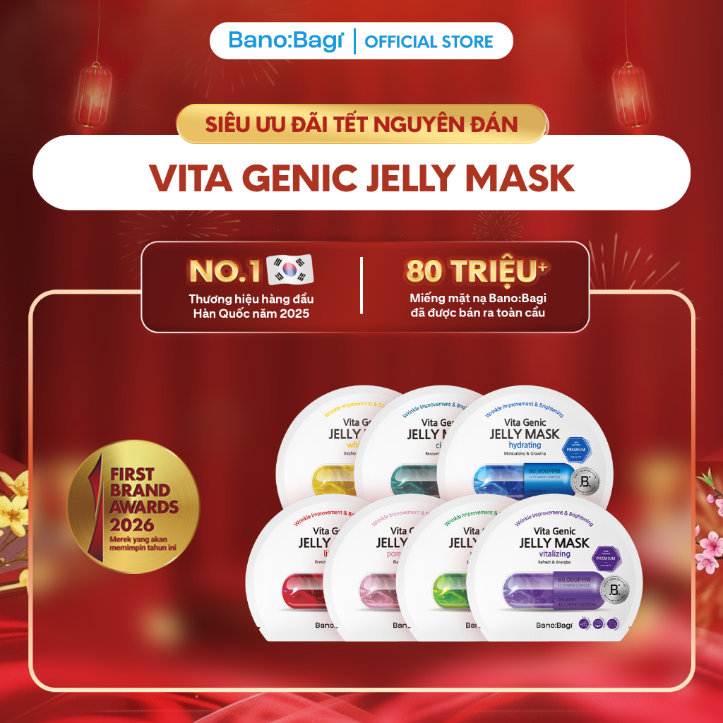 Miếng mặt nạ Bano:Bagi Vita Genic Jelly Mask Dưỡng Da Chuyên Sâu Dành Cho Mọi Loại Da 30ml