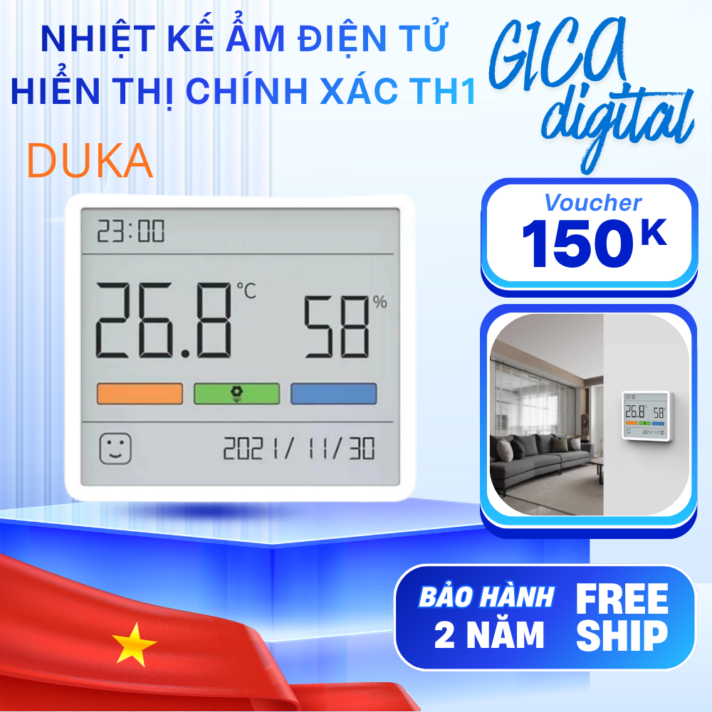 Nhiệt Kế Ẩm Điện Tử DUKA TH1 - Nhiệt Ẩm Kế Mini Cảm biến Hiển thị Chính Xác Độ Ẩm Và Nhiệt Độ