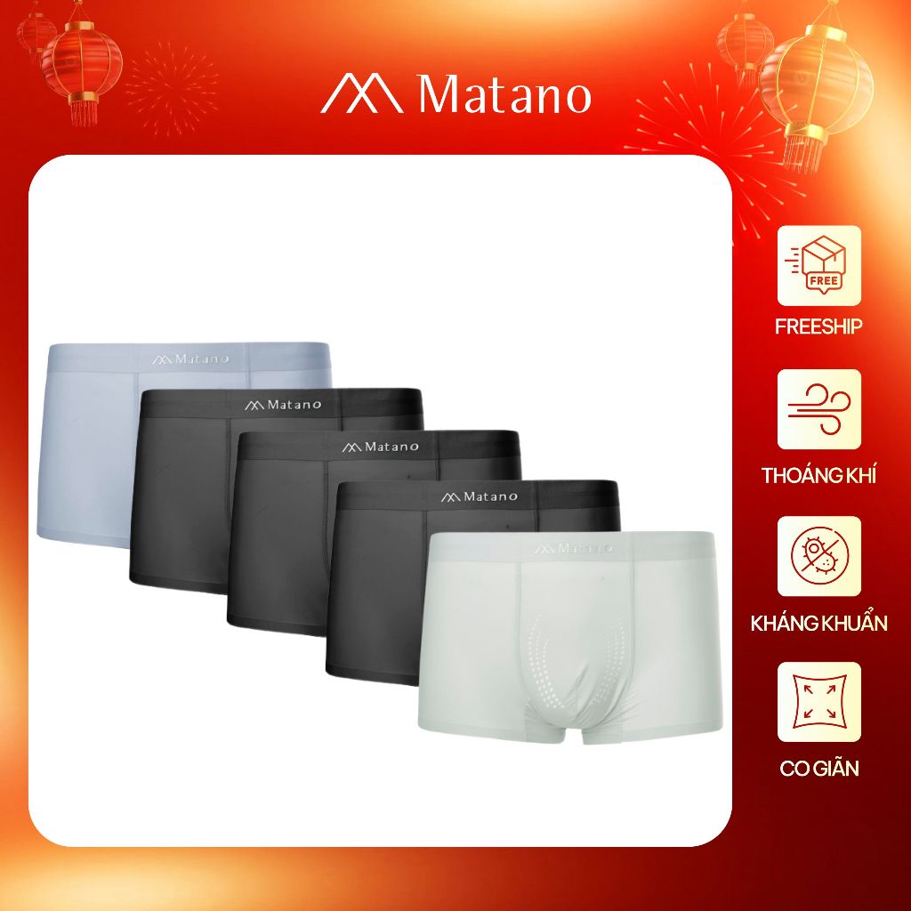 [COMBO 5] Quần Lót Boxer Nam Lụa Băng Đục Lỗ Thoáng Khí MATANO QL067 chất liệu cao cấp, mềm mịn, nhẹ