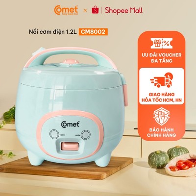 [NEW 2026] Nồi cơm điện 1,2L nắp gài COMET CM8002, lòng nồi chống dính, dành cho 3-4 người ăn