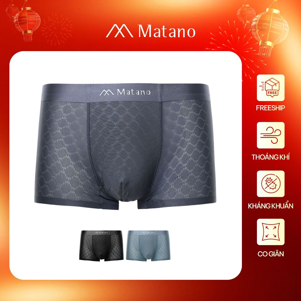 Quần Lót Boxer Nam Lụa Băng Thông Hơi Hoạ Tiết MATANO QL069 mềm mại, co giãn thoải mái, thoáng khí